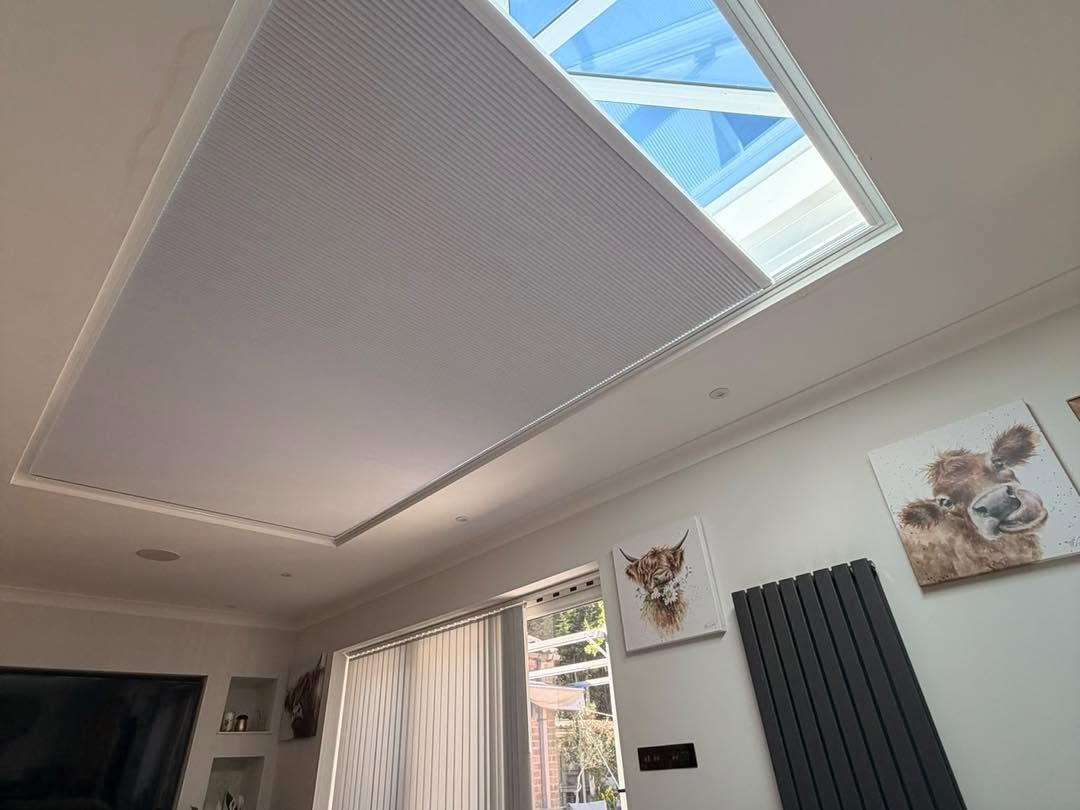 Pleated roof blind in orangery skylight